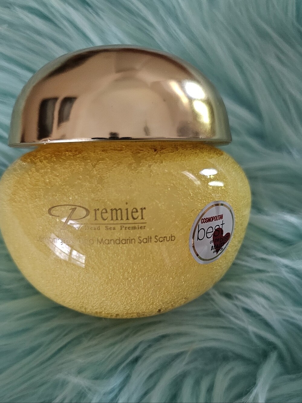 Premier Lemongrass & Mandarin Salt Scrub - Gold Cap, Yellow Gel